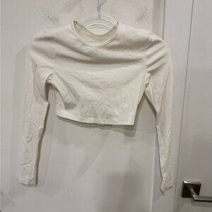 SHEIN Cream Long Sleeve Crop Top